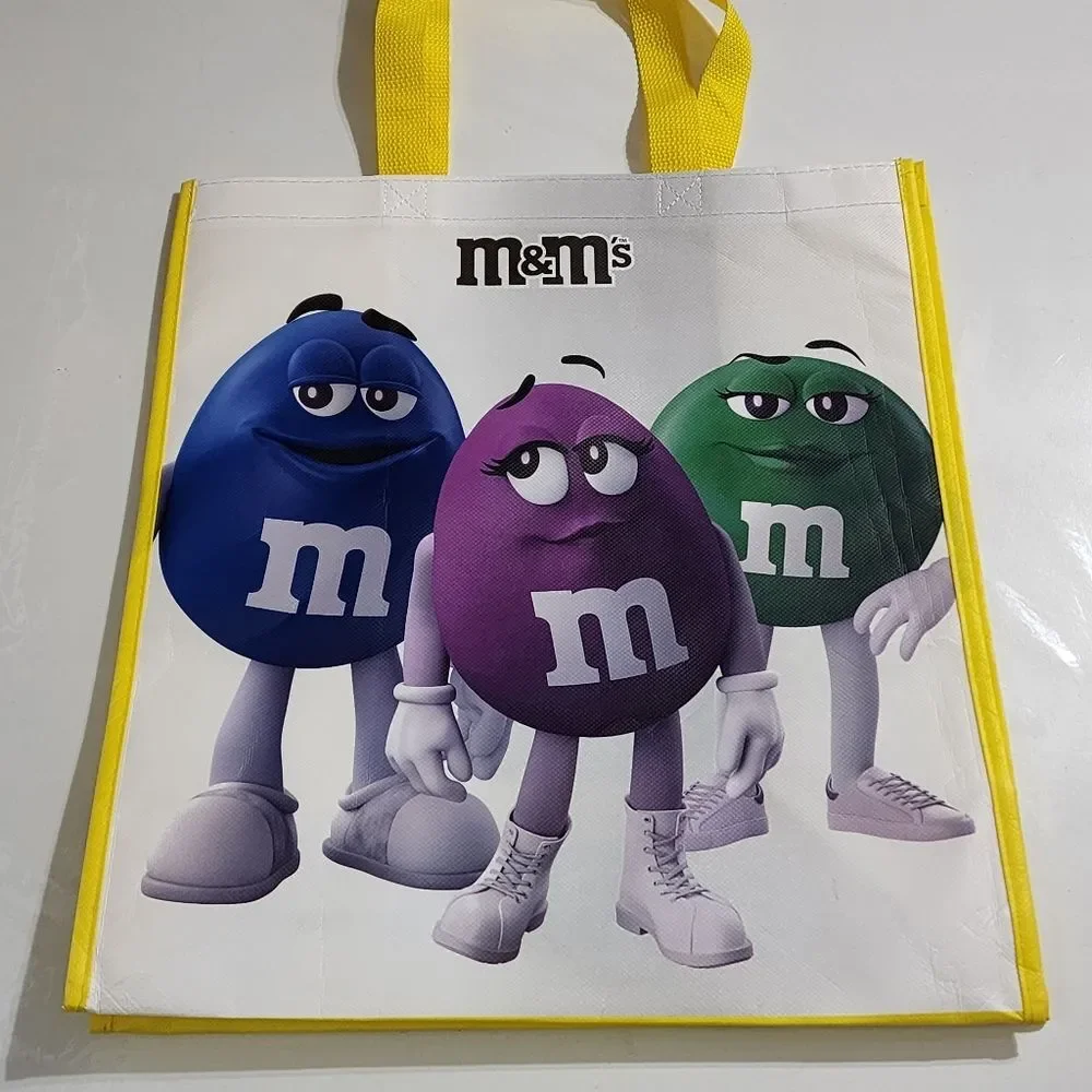 M&M's World 2024 Recyclable Thick Colorful Character Yellow Tote Bag